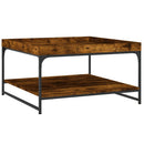 vidaXL füstös tölgy színű szerelt fa és vas dohányzóasztal 80x80x45 cm