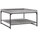 vidaXL szürke sonoma szerelt fa és vas dohányzóasztal 80 x 80 x 45 cm