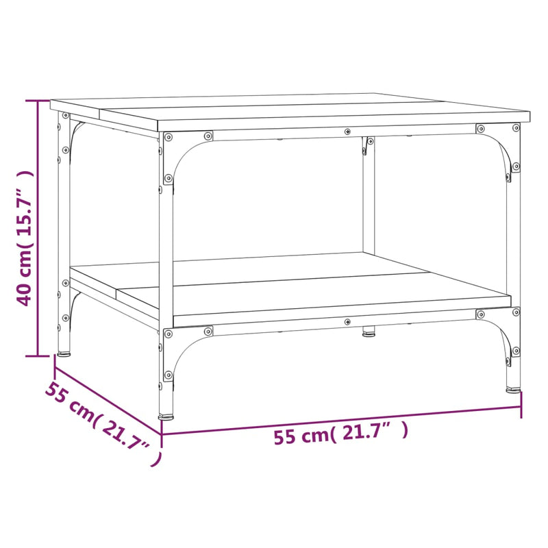 vidaXL szürke sonoma színű szerelt fa dohányzóasztal 55 x 55 x 40 cm