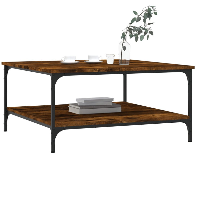 vidaXL füstös tölgy színű szerelt fa dohányzóasztal 80x80x40 cm