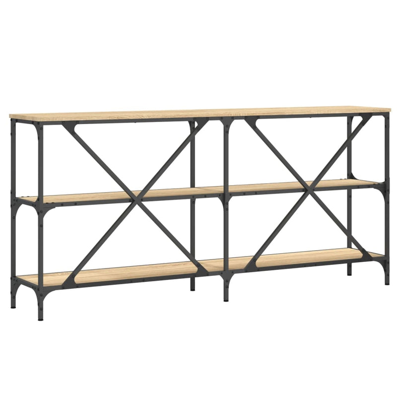 vidaXL sonoma tölgy színű szerelt fa és vas konzolasztal 160x30x75 cm
