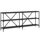 vidaXL fekete szerelt fa és vas tálalóasztal 180x30x75 cm