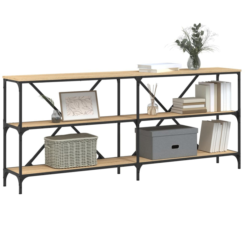 vidaXL sonoma tölgy színű szerelt fa és vas konzolasztal 180x30x75 cm