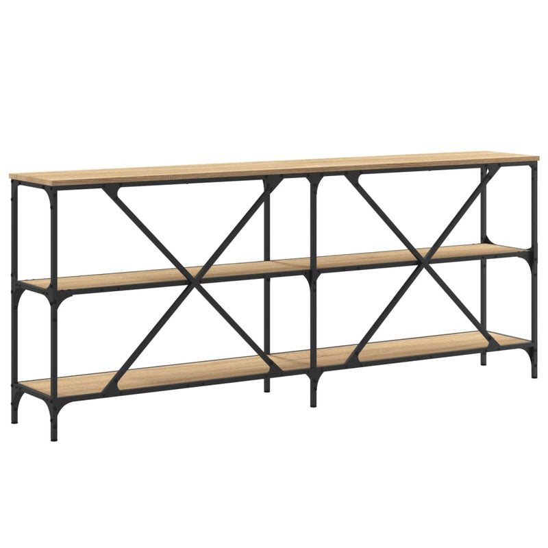 vidaXL sonoma tölgy színű szerelt fa és vas konzolasztal 180x30x75 cm