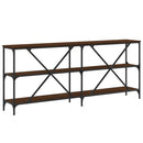 vidaXL barna tölgyszínű szerelt fa és vas konzolasztal 180x30x75 cm