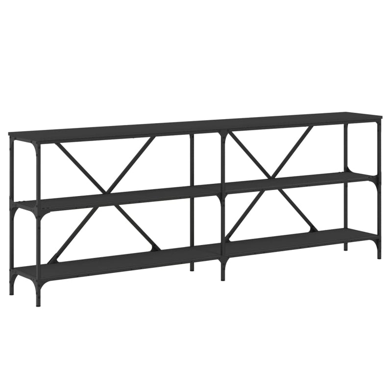 vidaXL fekete szerelt fa és vas tálalóasztal 200x30x75 cm