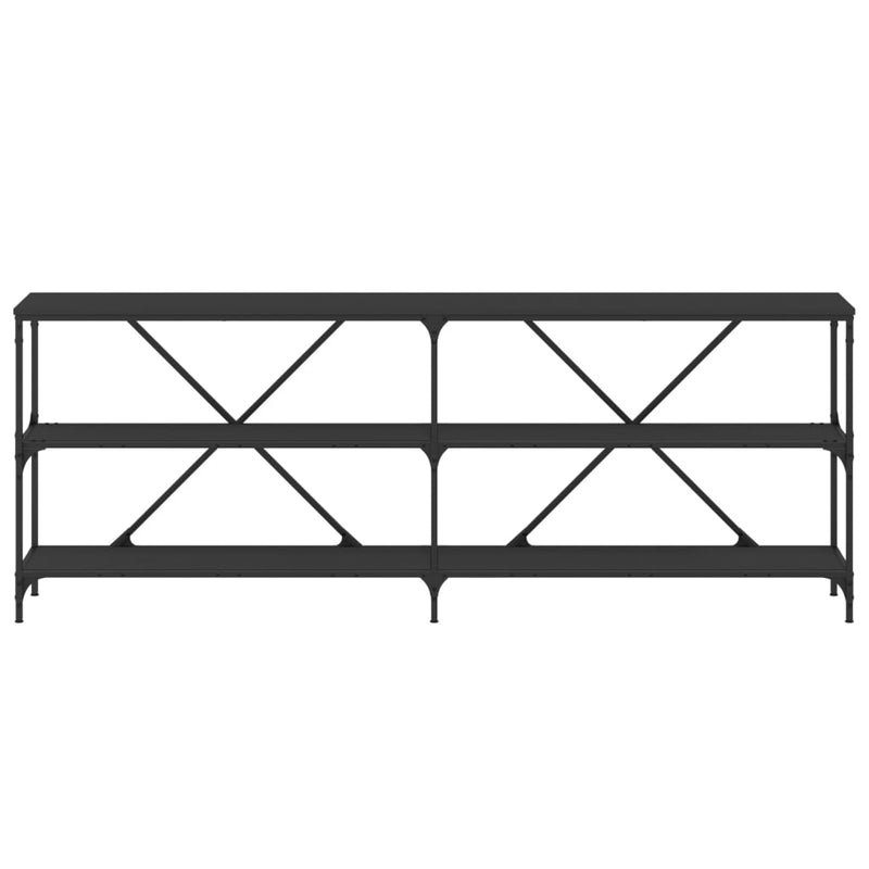 vidaXL fekete szerelt fa és vas tálalóasztal 200x30x75 cm
