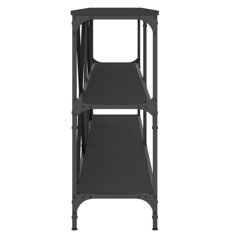 vidaXL fekete szerelt fa és vas tálalóasztal 200x30x75 cm