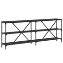 vidaXL fekete szerelt fa és vas tálalóasztal 200x30x75 cm