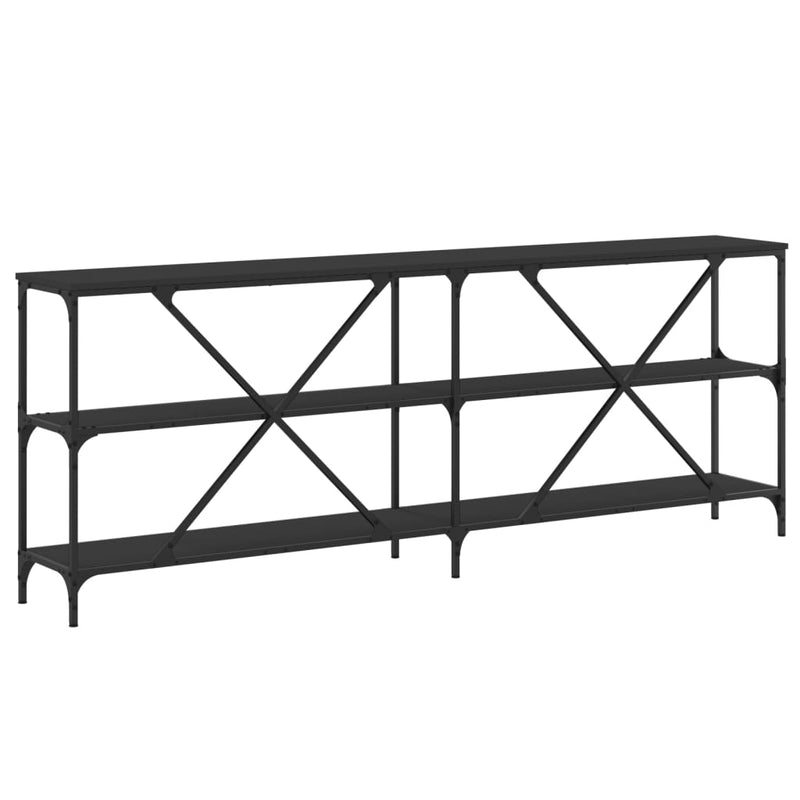 vidaXL fekete szerelt fa és vas tálalóasztal 200x30x75 cm