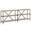 vidaXL sonoma tölgy színű szerelt fa és vas konzolasztal 200x30x75 cm