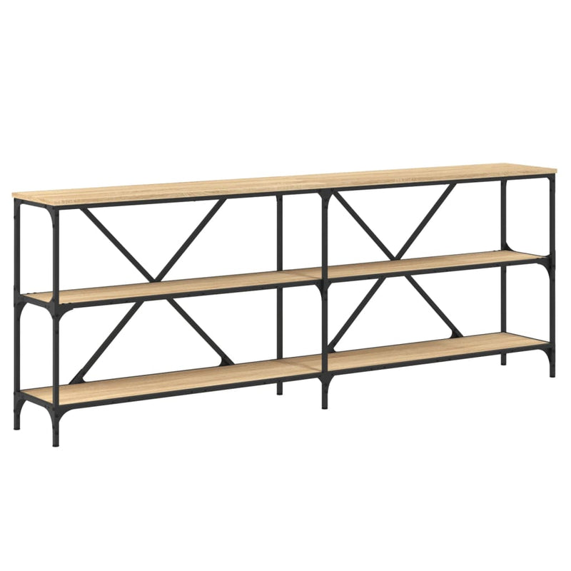 vidaXL sonoma tölgy színű szerelt fa és vas konzolasztal 200x30x75 cm