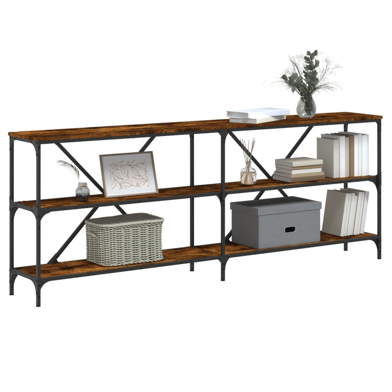 vidaXL sonoma tölgy színű szerelt fa és vas konzolasztal 200x30x75 cm
