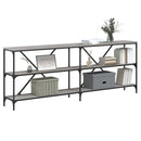 vidaXL szürke sonoma szerelt fa és vas konzolasztal 200x30x75 cm