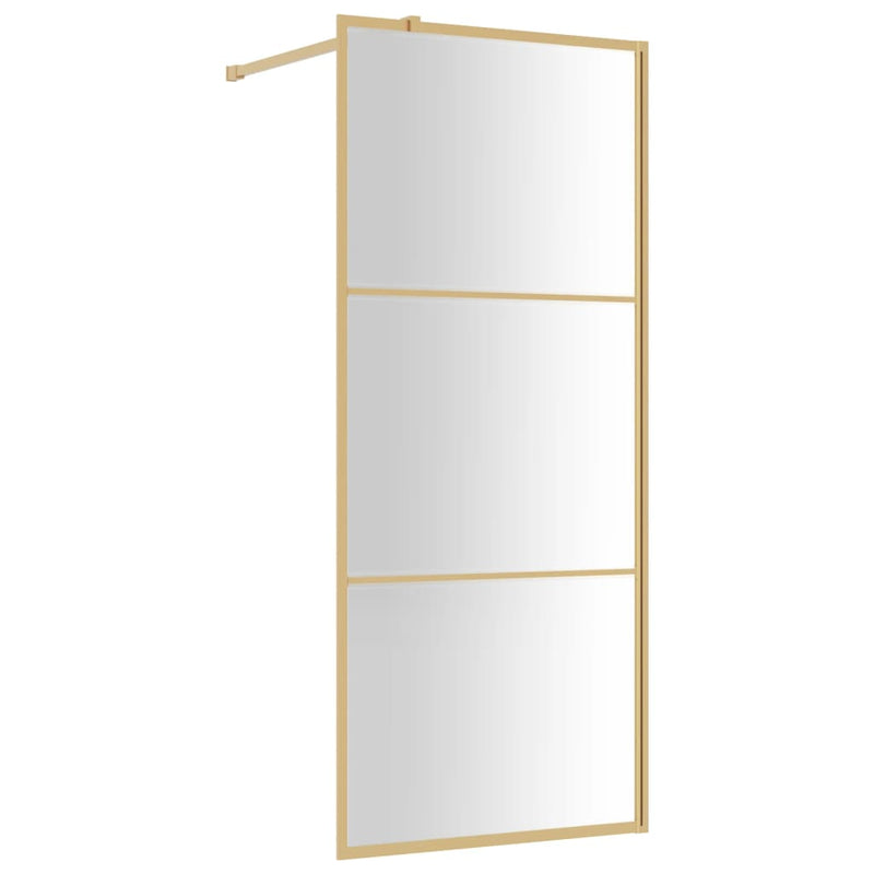 vidaXL aranyszínű zuhanyfal átlátszó ESG üveggel 90 x 195 cm
