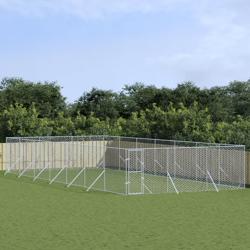 vidaXL ezüstszínű kültéri horganyzott acél kutyakennel 6 x 14 x 2 m