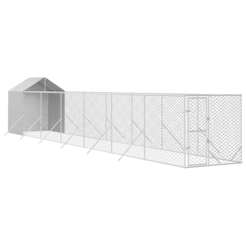 vidaXL ezüstszínű horganyzott acél kutyakennel tetővel 2x14x2,5 m