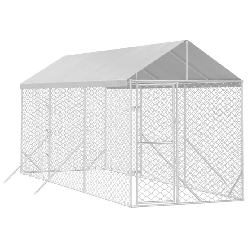 vidaXL ezüstszínű horganyzott acél kutyakennel tetővel 2x6x2,5 m