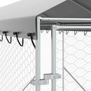 vidaXL ezüstszínű horganyzott acél kutyakennel tetővel 2x6x2,5 m