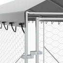 vidaXL ezüstszínű horganyzott acél kutyakennel tetővel 2x14x2,5 m