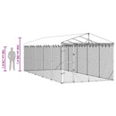 vidaXL ezüstszínű horganyzott acél kutyakennel tetővel 3x7,5x2,5 m