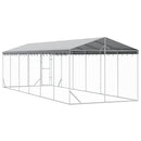 vidaXL ezüstszínű horganyzott acél kutyakennel tetővel 3x9x2,5 m