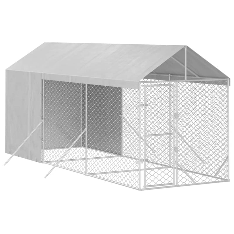 vidaXL ezüstszínű horganyzott acél kutyakennel tetővel 2x6x2,5 m