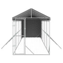 vidaXL ezüstszínű horganyzott acél kutyakennel tetővel 2x10x2,5 m