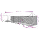 vidaXL ezüstszínű horganyzott acél kutyakennel tetővel 2x14x2,5 m