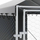 vidaXL ezüstszínű horganyzott acél kutyakennel tetővel 2x14x2,5 m
