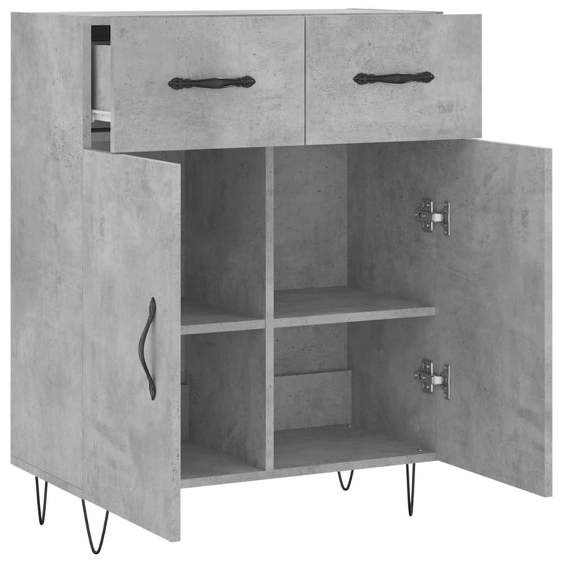 vidaXL betonszürke szerelt fa tálalószekrény 69,5 x 34 x 90 cm