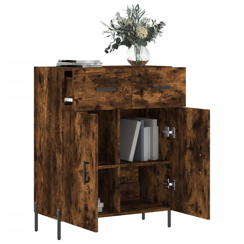 vidaXL füstös tölgy színű szerelt fa tálalószekrény 69,5 x 34 x 90 cm