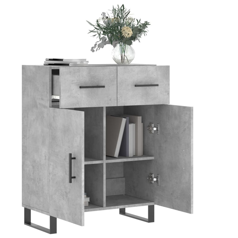 vidaXL betonszürke szerelt fa tálalószekrény 69,5 x 34 x 90 cm