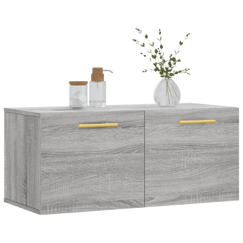 vidaXL szürke sonoma színű szerelt fa faliszekrény 80 x 36,5 x 35 cm