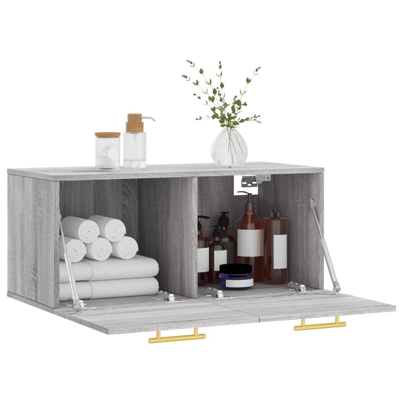 vidaXL szürke sonoma színű szerelt fa faliszekrény 80 x 36,5 x 35 cm