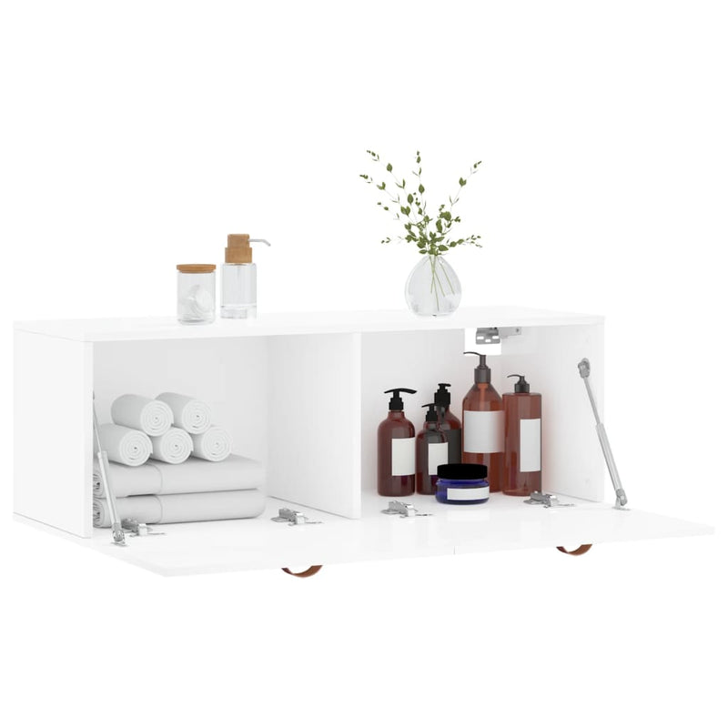 vidaXL magasfényű fehér szerelt fa faliszekrény 100 x 36,5 x 35 cm