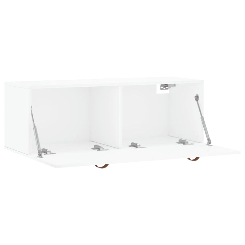 vidaXL magasfényű fehér szerelt fa faliszekrény 100 x 36,5 x 35 cm