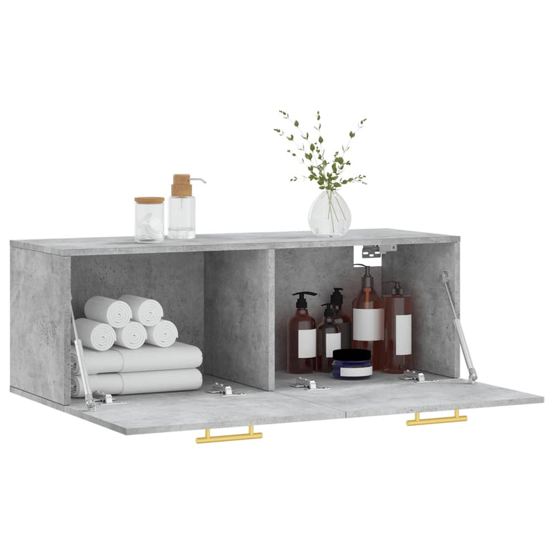 vidaXL betonszürke szerelt fa faliszekrény 100 x 36,5 x 35 cm
