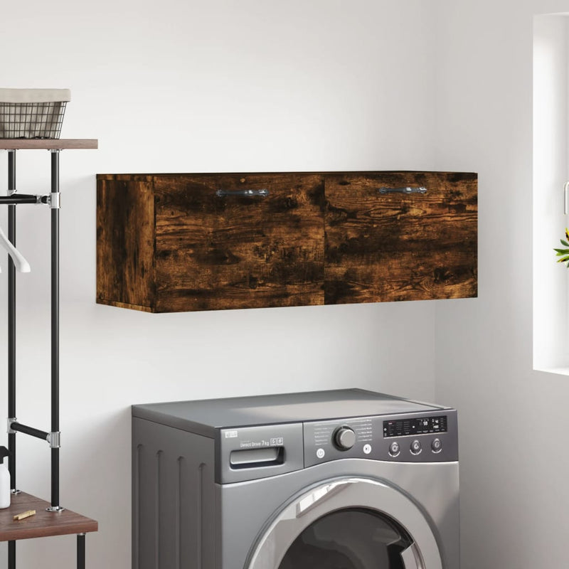 vidaXL füstös tölgy színű szerelt fa faliszekrény 100 x 36,5 x 35 cm