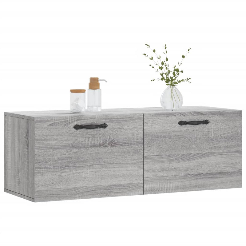 vidaXL szürke sonoma színű szerelt fa faliszekrény 100 x 36,5 x 35 cm