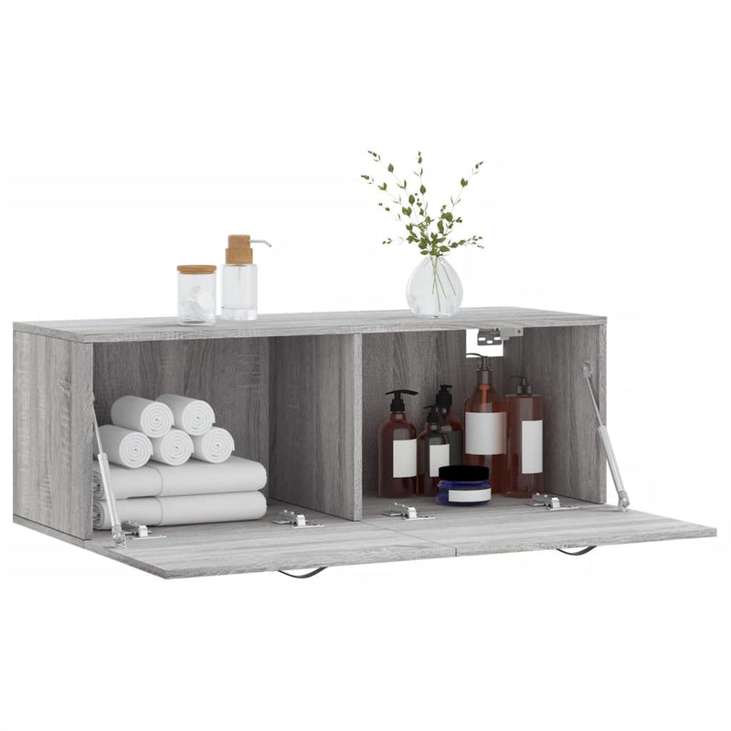 vidaXL szürke sonoma színű szerelt fa faliszekrény 100 x 36,5 x 35 cm