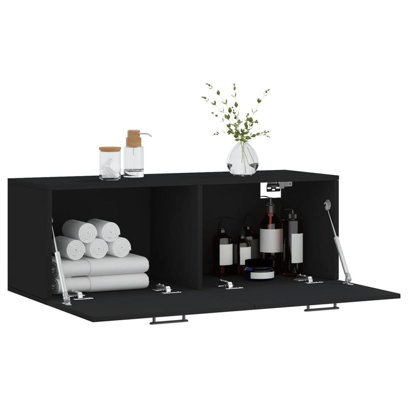 vidaXL fekete szerelt fa faliszekrény 100 x 36,5 x 35 cm