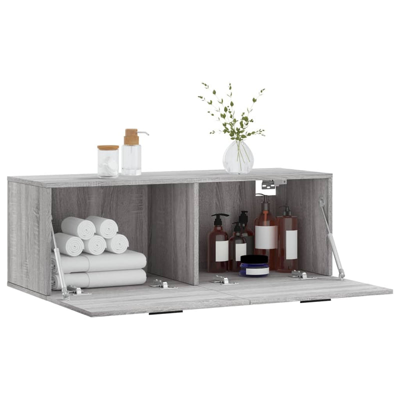 vidaXL szürke sonoma színű szerelt fa faliszekrény 100 x 36,5 x 35 cm