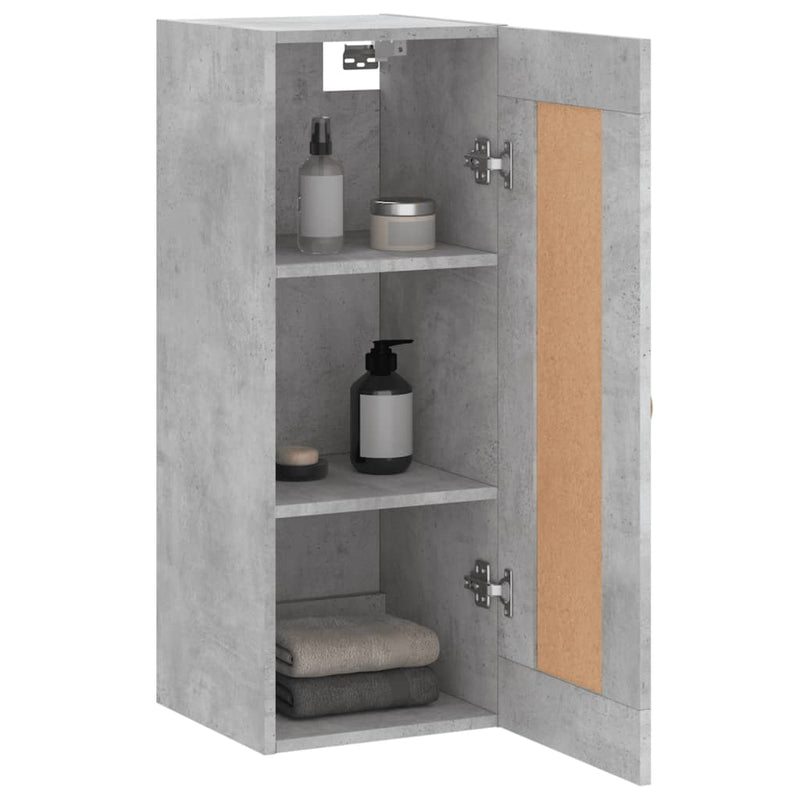 vidaXL betonszürke szerelt fa fali szekrény 34,5x34x90 cm