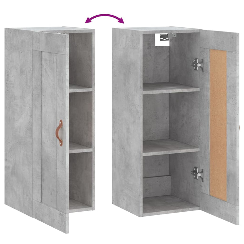 vidaXL betonszürke szerelt fa fali szekrény 34,5x34x90 cm