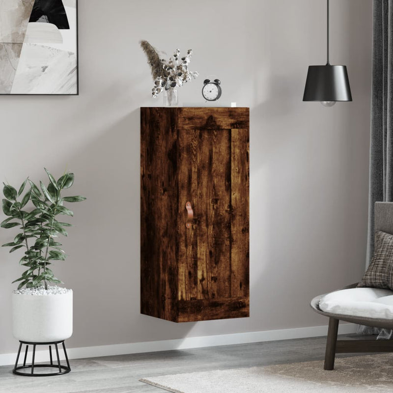 vidaXL füstös tölgy színű szerelt fa fali szekrény 34,5 x 34 x 90 cm