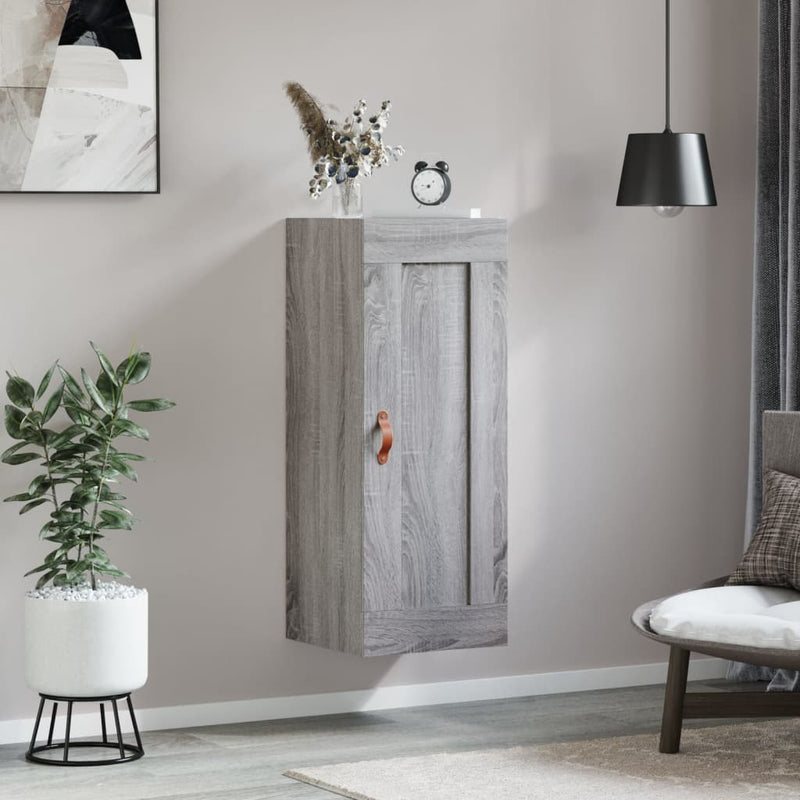 vidaXL szürke sonoma szerelt fa fali szekrény 34,5x34x90 cm