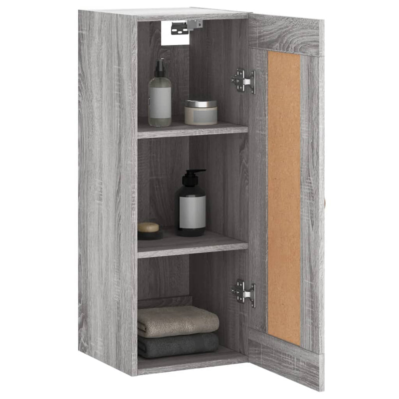vidaXL szürke sonoma szerelt fa fali szekrény 34,5x34x90 cm