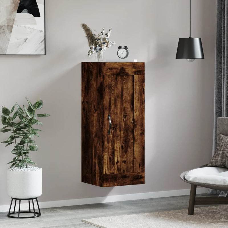 vidaXL füstös tölgy színű szerelt fa fali szekrény 34,5 x 34 x 90 cm