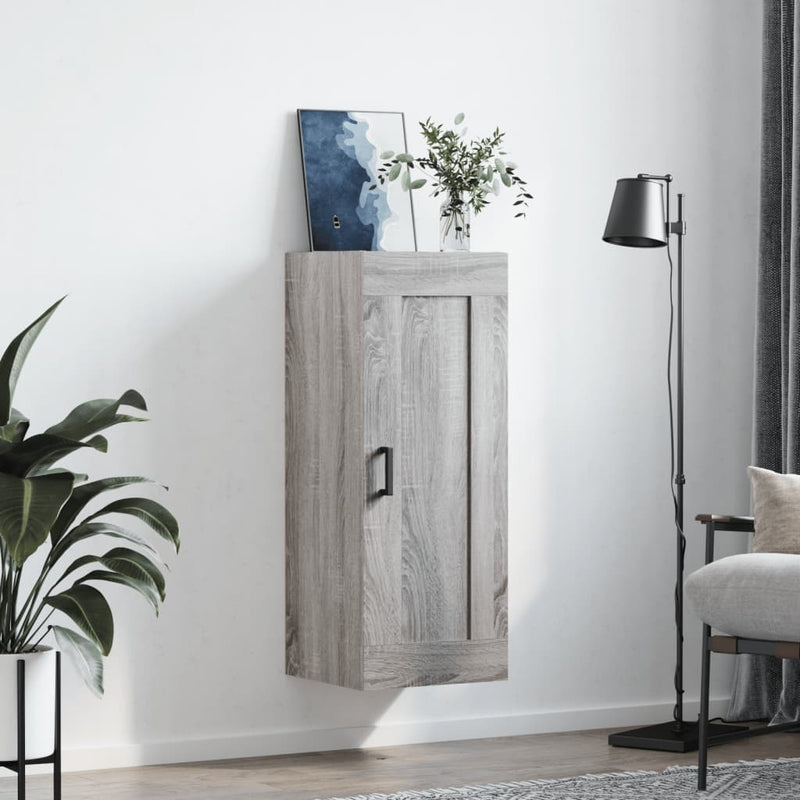 vidaXL szürke sonoma szerelt fa fali szekrény 34,5x34x90 cm